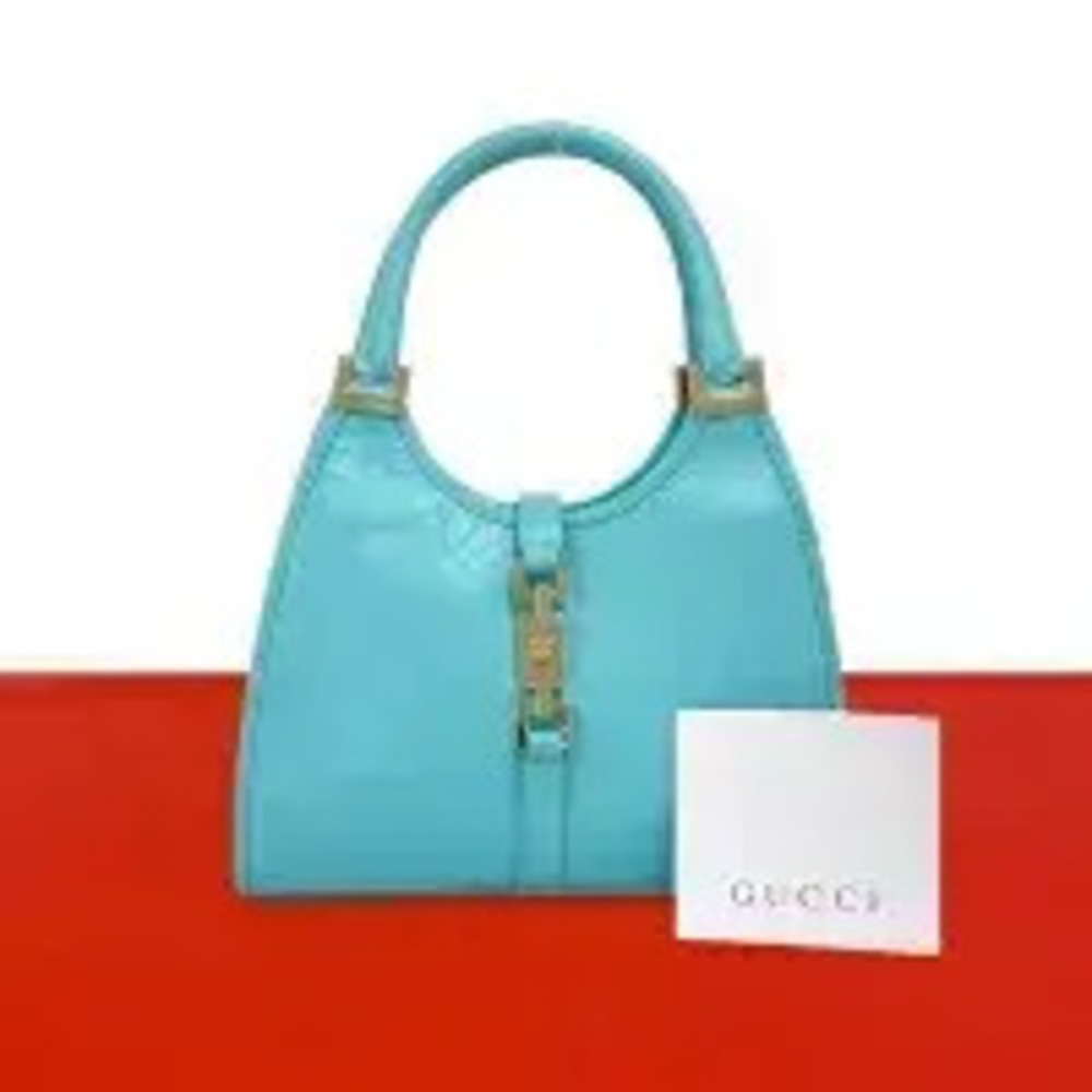 Gucci Jackie Leather Tote Bag Guccissima Blue